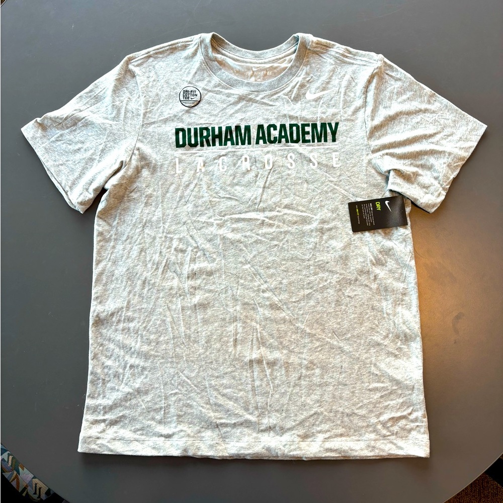New Mens Large Nike Durham Academy Lacrosse T-shirt Size L Dri-Fit Tee St. S/s